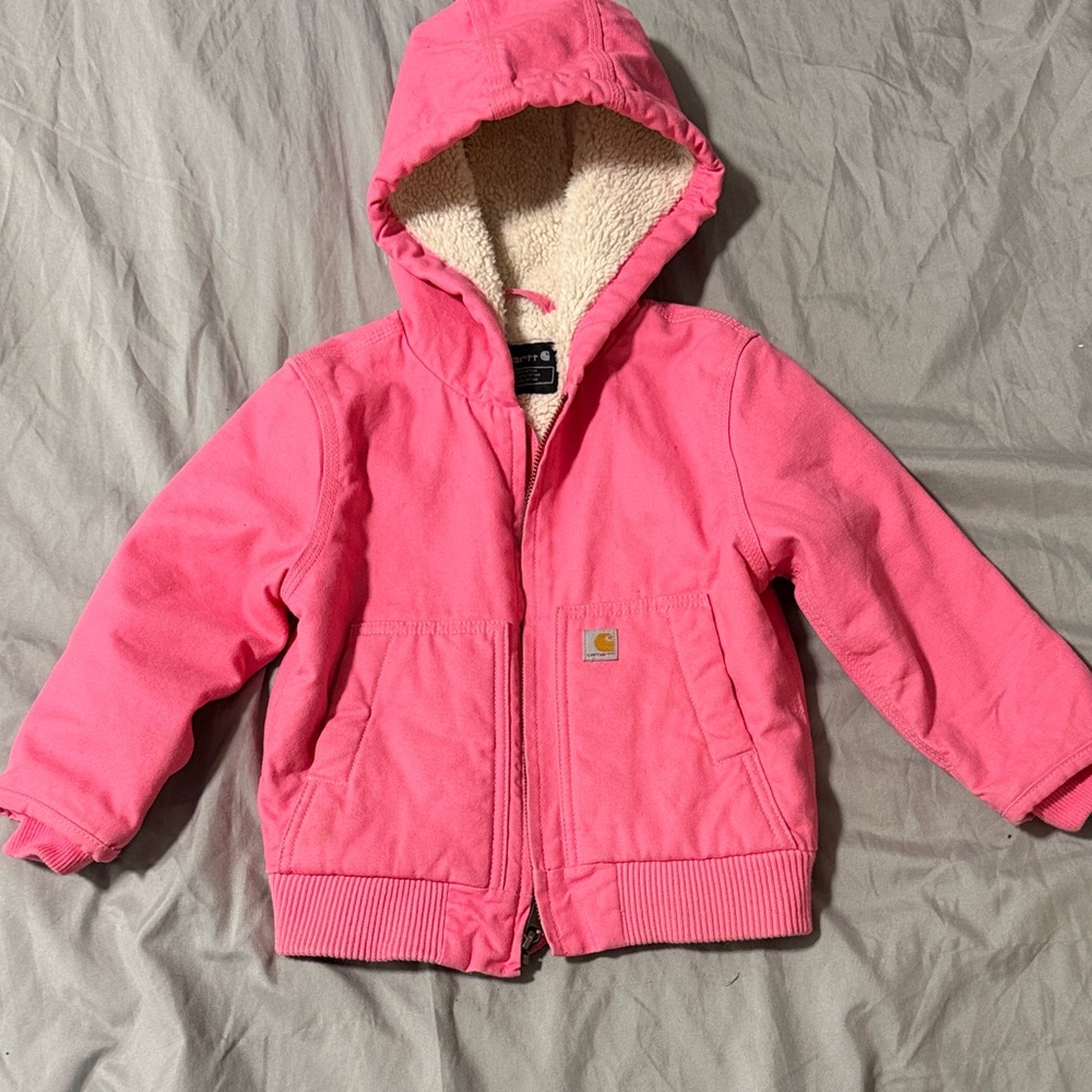 Carhartt Hot Pink Sherpa-Lined Hooded Work Jacket